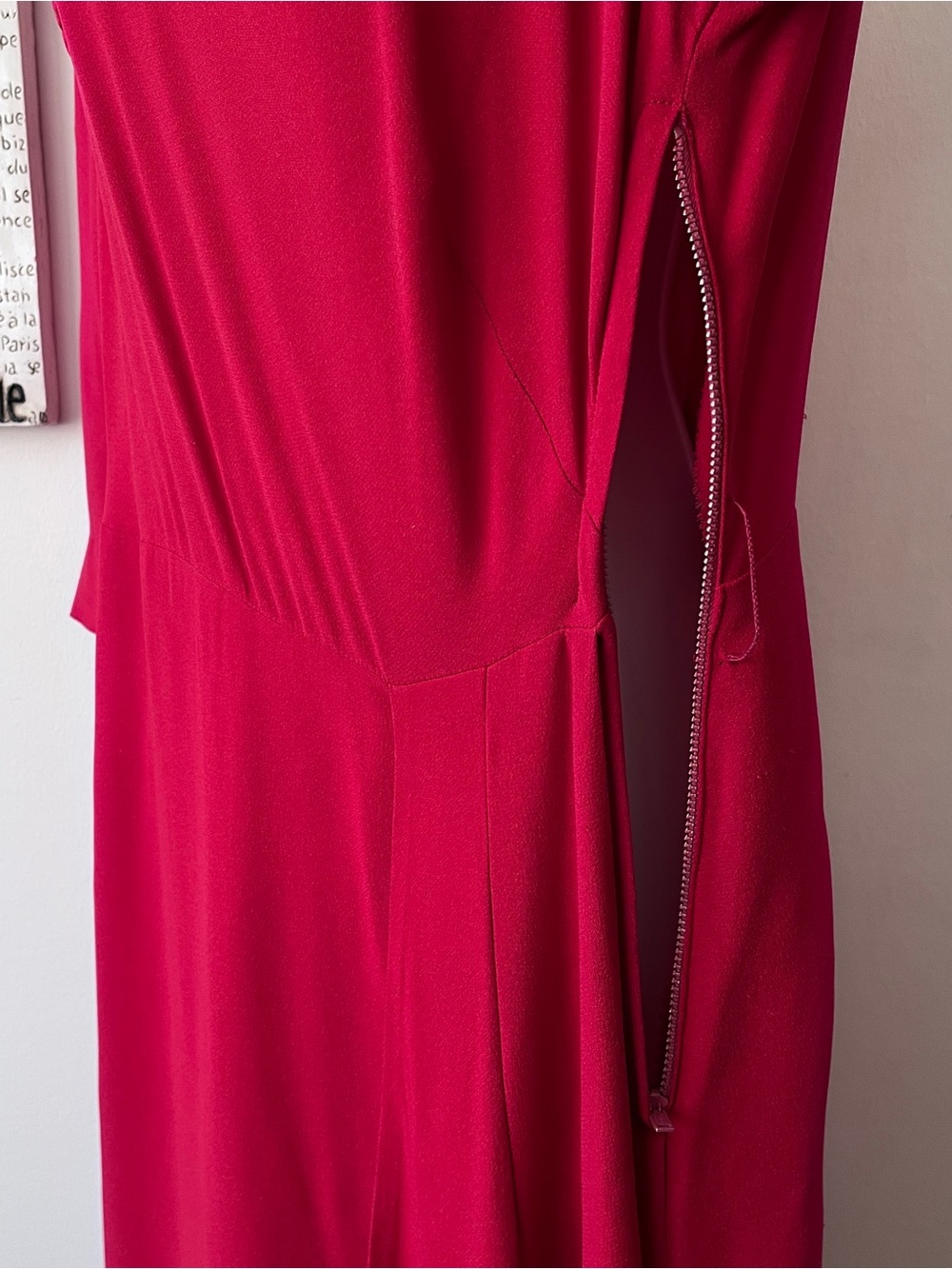 Women’s 80s Vintage Red Long Belted Wedding Guest Evening Wear Dress Size M - Picture 6 of 7